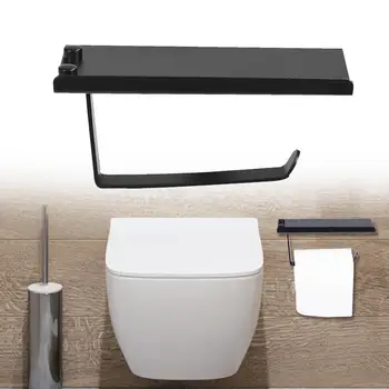 Алюминиевый держатель туалетной бумаги для ванной Комнаты, Черная Коробка для салфеток, Аксессуары для ванной комнаты С держателем полки для телефона в ванной