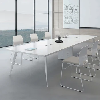 Белые столы для конференций, минималистичная современная студийная мода, профессиональный компьютерный офисный стол, Длинная компьютерная мебель Mesa De Computdor