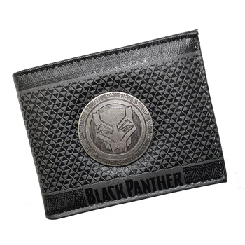 Бесплатная доставка, Металлический дизайн, кошелек Marvel Black Panther, кошелек из искусственной кожи с карманом для монет для молодежи