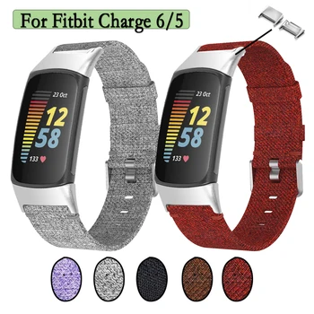 Брезентовый ремешок Fitbit Charge 6/5 с эластичной резинкой, регулируемый мягкий ремешок для часов с разъемами для часов Correa