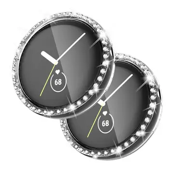 Бриллиантовый чехол + стекло для ремешка для часов Google Pixel, защитный бампер для ПК, защитная крышка для аксессуаров Google Pixel Watch, полный комплект украшений