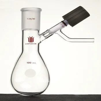 Бутылка для баклажанов SYNTHWARE Reaction, соединение 14/20 19/22 24/40, клапан из ПТФЭ с высоким вакуумом 4 мм, колба из боросиликатного стекла, F90