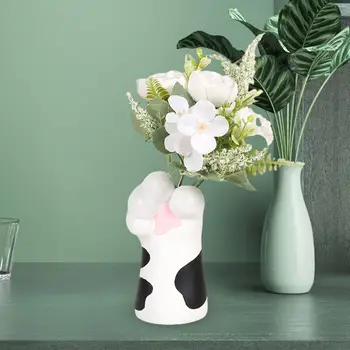 Ваза с мультяшным котом Цветочная композиция Креативный контейнер для цветов Художественная ваза для цветов для кафе спальни гостиной камина прихожей