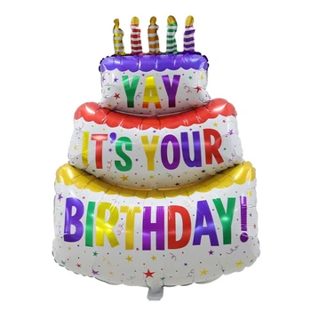 Вечеринка по случаю дня рождения-Декор, 3-слойный торт ко дню рождения, Воздушные шары, подарки на день рождения, Воздушные шары из фольги