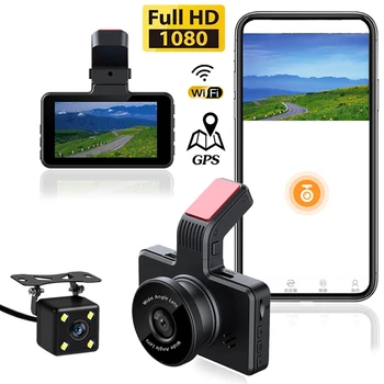 Видеорегистратор WiFi Full HD 1080P Автомобильный Видеорегистратор Автомобильная Камера Привод Видеомагнитофон Черный Ящик Ночного Видения Auto Dashcam Автомобильные Аксессуары GPS