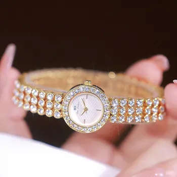 Винтажный циферблат в клетку с бриллиантами для женских часов, Роскошная золотая цепочка, кварцевые водонепроницаемые часы, Деловые часы Relogios Femino