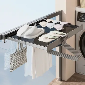Выдвижная сушилка для белья Компактная алюминиевая вешалка для одежды из утолщенного материала для ванной комнаты шкафа прачечной Товаров для дома