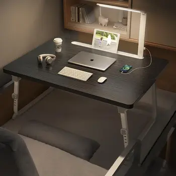 Выдвижной Прикроватный столик с Подсветкой, Складной Стол Для Ноутбука, Компьютерный стол для Кровати, Регулируемый По Высоте Игровой стол для Учебы, Приема пищи