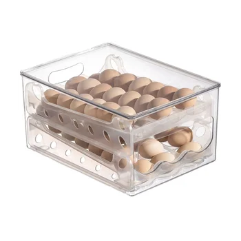 Выдвижной Ящик для хранения яиц Контейнер для яиц Выдвижной ящик для холодильника Штабелируемая Коробка для яиц Кухонный Органайзер для холодильника