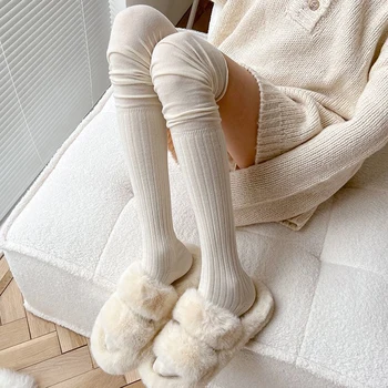 Высокие женские гольфы Лоскутная мода твердые бедра высокие носки чулки Лолита хлопок вертикальная полоса над коленом носки 