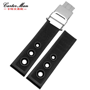 Высококачественный резиновый ремешок для часов Nre силиконовый ремешок 22 мм черного цвета, специальный ремешок с откидной пряжкой, мужской браслет