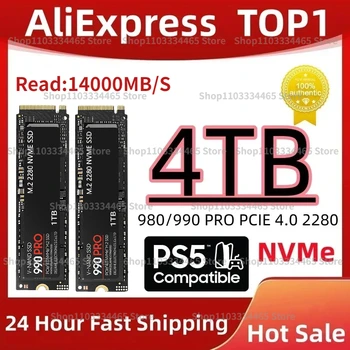 Высокоскоростной Новый портативный 990 PRO PCIe 5.0 NVMe 4.0 M.2 2280 1 ТБ 2 ТБ 4 ТБ SSD Внутренний Твердотельный Жесткий Диск Для Портативных ПК PS5 PS4
