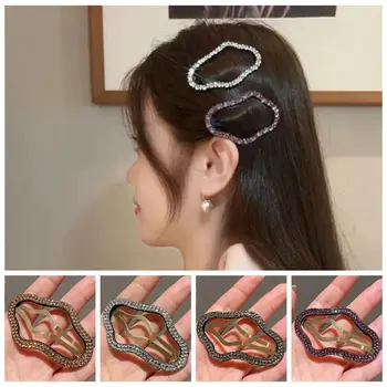 Геометрическая облачная заколка для волос Cute Y2k в корейском стиле Clouds Bb Clip Аксессуары для волос со стразами, полая металлическая заколка для волос для детей