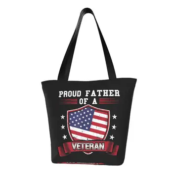 Гордый отец ветерана T for Military Dad Handbags Переносная хозяйственная сумка большой вместимости