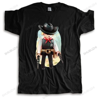 Горячая распродажа, мужская летняя брендовая футболка, хлопковая футболка Sheriff, Футболки Sheriff Playmobil, футболки с забавным принтом, мужская уличная одежда, футболка