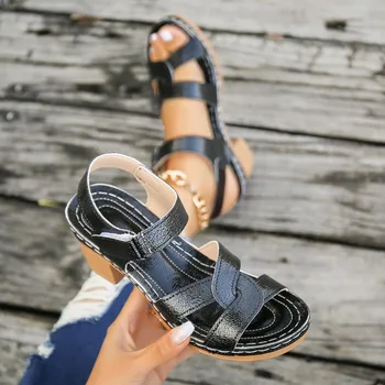 Горячие женские сандалии Летние Сандалии с открытым носком Повседневная женская обувь Модные женские уличные туфли на высоком каблуке Плюс размер 43