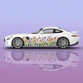 Графическая наклейка для гоночного автомобиля Beauty Lily Защищает виниловую пленку всего тела Современный дизайн Векторное изображение Наклейка для обертывания Декоративная наклейка для автомобиля