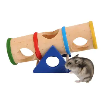 Деревянная трубка-туннель для мыши Деревянная игрушка-туннель для хомяка, Карликовые Мыши, Клетка для жевания, Аксессуары Для маленьких животных, Полый багажник, убежище для гвинеи