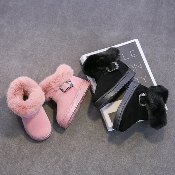 Детские зимние ботинки 0-12 лет, водонепроницаемые ботильоны для девочек, детская зимняя обувь, теплые плюшевые модные нескользящие короткие ботинки Platsform
