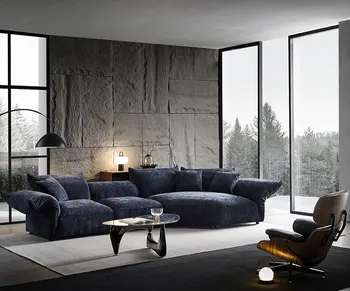 Диван-лепесток из итальянской минималистичной ткани Синель, диван-шезлонг в форме изогнутого дивана