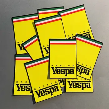 Для 10шт набора эмблем Vespa Racing, наклейка 7,4 x 5,2 см, декор для автомобильных роликов Martini Gulf