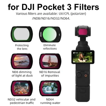 Для DJI OSMO Pocket 3 Фильтр С Защитой От Ультрафиолета Оптический Стеклянный Фильтр Для Линз ND8 16 32 256 CPL Для OSMO Pocket 3 Набор Аксессуаров