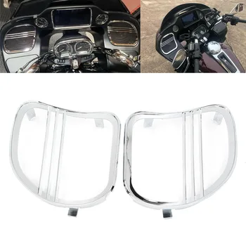 Для Harley Road Glide FLTRX 2015-2021 Хромированный мотоцикл Трехлинейные Решетки динамиков Отделка крышки Аксессуары для украшения