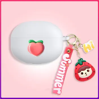 Для QCY T20/AilyPods/T19/T18 Чехол MeloBuds Cute Sweet Strawberry chain Cover Силиконовый чехол для защиты наушников fundas
