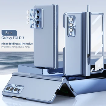 Для Samsung Galaxy Z Fold 5 5G Чехол С Шарнирной Защитой Чехол Для Телефона Fold3 Fold4 Магнитный Двойной Шарнирный Корпус С Покрытием S Pen Крышка Объектива