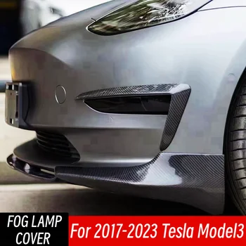 Для Tesla Модель 3 2017 18 19 20 21 22 23 Настоящее Углеродное Волокно Передний Бампер Боковой Сплиттер Крышка Противотуманной Фары Отделка Аксессуары Для Украшения