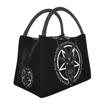 Дьявольский Козел Сатана Термоизолированные сумки для ланча Пентаграмма Бафомета Оккультная сумка для ланча для кемпинга на открытом воздухе Коробка для еды для путешествий