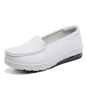 Женская обувь, хлопковая обувь для медсестер, женская повседневная обувь на мягкой подошве, летняя белая обувь для матери на танкетке, подошва на воздушной подушке