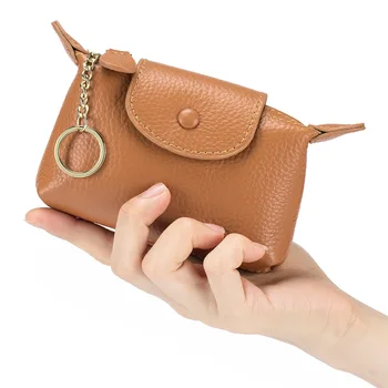 Женский маленький кошелек для монет из натуральной кожи, изысканная мини-сумка для хранения, сумка для монет из воловьей кожи большой емкости