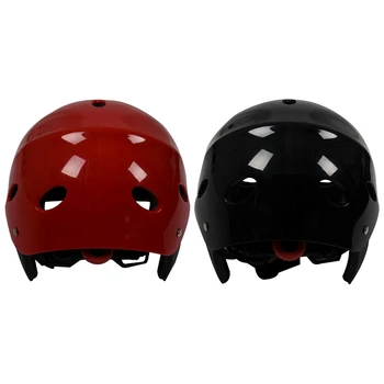 Защитный шлем из 2 предметов, 11 дыхательных отверстий для водных видов спорта, Каяк, каноэ, гребля для серфинга, доска для серфинга - черный и красный
