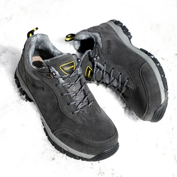 Зимняя новая мужская хлопчатобумажная обувь, теплая плюшевая мужская уличная обувь для альпинизма, прочная повседневная обувь, обувь для прогулок, бесплатная доставка