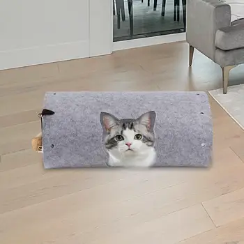 Игровой домик в туннеле для домашних кошек Диаметр войлочной ткани 25 см Интерактивное упражнение в туннеле для занятий с кошками с отверстием для подглядывания Убежище для кошек