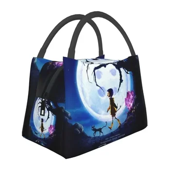 Изготовленные на заказ сумки для ланча Coraline из фильма ужасов на Хэллоуин, мужские и женские ланч-боксы с термоизоляцией для работы, отдыха или путешествий