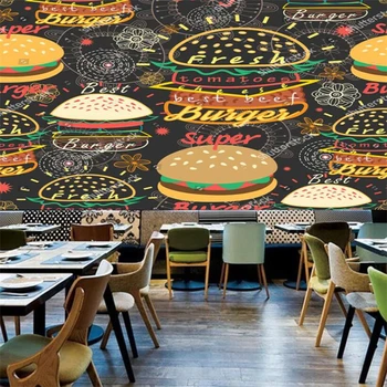 Изготовленный На Заказ Размер Бургер хот-дог Снэк-Бар Фотообои Ресторан Быстрого Питания Промышленный Декор 3D Фреска Самоклеящиеся Обои