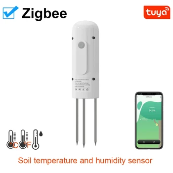 Интеллектуальный тестер почвы Tuya Zigbee, измеритель температуры и влажности, водонепроницаемый Термогигрометр, детектор орошения для автоматизации сада.
