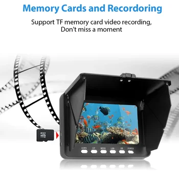 Камера для Подводной Рыбалки Fish Finder с 5,0-дюймовым ЖК-Дисплеем Для Камеры Для Ледовой/Морской/Речной Рыбалки 5000 мАч с ИК-Подсветкой для Рыбалки на открытом воздухе