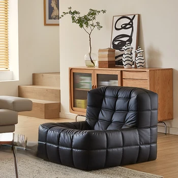 Кожаный диван первого слоя Nappa Nordic из импортной воловьей кожи, Небольшая квартира, Одноместная гостиная, Современная минималистичная мебель