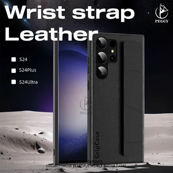 Кожаный Чехол Для телефона С Ремешком на запястье Samsung Galaxy S24 Ultra Plus S22 S23 Plus Ultra Luxury Leather Drop Protection Чехол Для Телефона