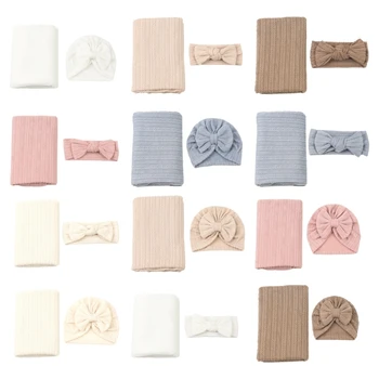 Комплект одеял и шапочек для новорожденных/Ткань для обертывания младенцев эластичной лентой для волос/Шапочки-капоты, тюрбаны для прямой доставки
