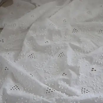 Корейский Стиль Белое Однотонное Трехмерное Вышитое Летнее Платье-Рубашка Из Ткани Для Одежды Diy