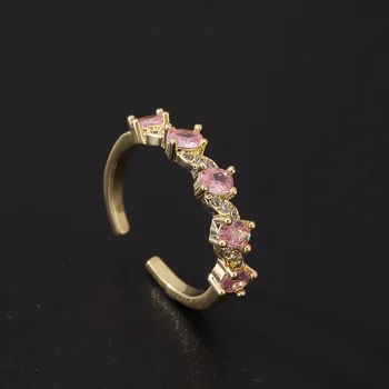 Корейский стиль, Обручальные кольца с розовым кубическим цирконием для женщин, романтические Свадебные кольца для вечеринок на церемонии бракосочетания, модные ювелирные изделия