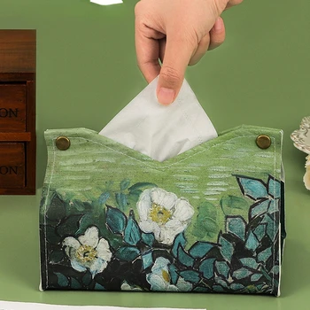 Коробка для бумажных салфеток для масляной живописи Автомобильный бумажный ящик Высококачественный бумажный ящик Кожаная креативная салфетка