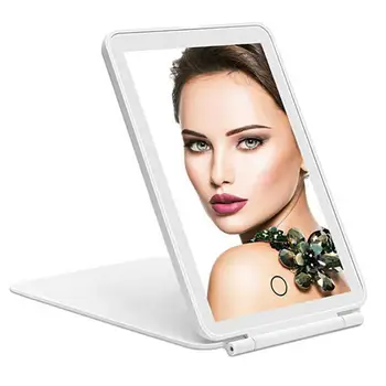 Косметическое зеркало USB, светодиодное зеркало для макияжа, лампа для защиты глаз, Складное зеркало для туалетного столика с сенсорным экраном, Регулируемое затемнение макияжа
