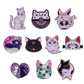 Кошки, звезды, кролик, кошка, эмалевая брошь-булавка, милые украшения с животными в стиле аниме в стиле фэнтези