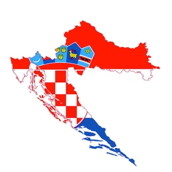 Креативная карта флага Хорватии Автомобильная наклейка Карта ПВХ Наклейка с флагом Аксессуары 14,2 см * 13,8 СМ
