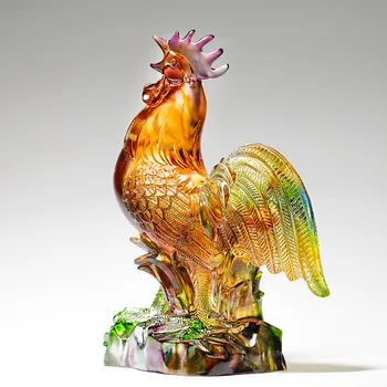 Креативное украшение в виде петуха из цветной глазури Золотой петух возвещает о наступлении рассвета Украшения для дома